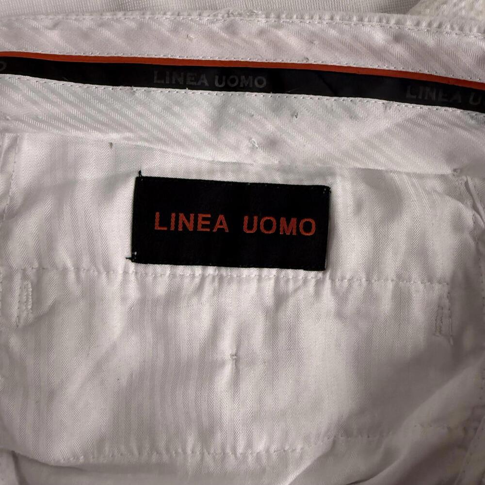 Linea Uomo Shorts Mens White Textured Seersucker Flat Front Casual Chino Summer - Picture 4 of 4